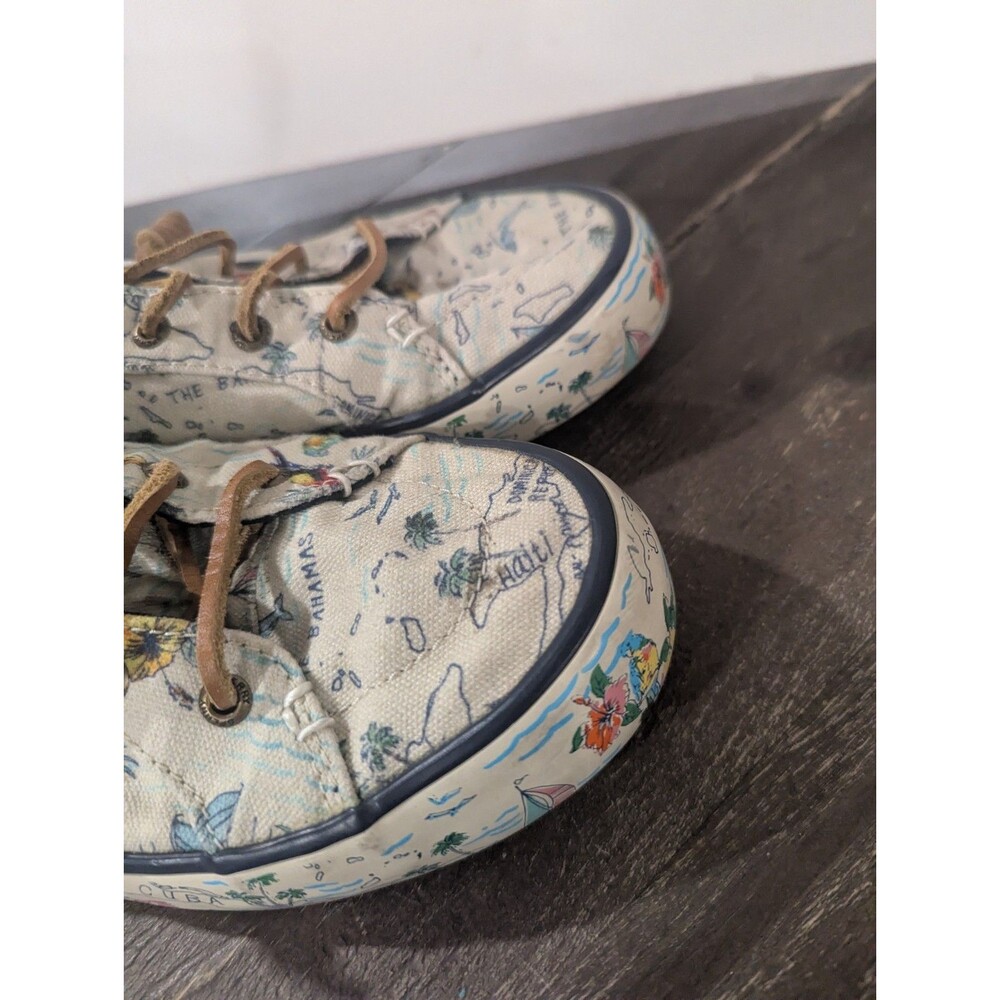 Sperry Womens Crest Ebb Caribbean Map Sneakers Size 8 Quiet Luxury Designer